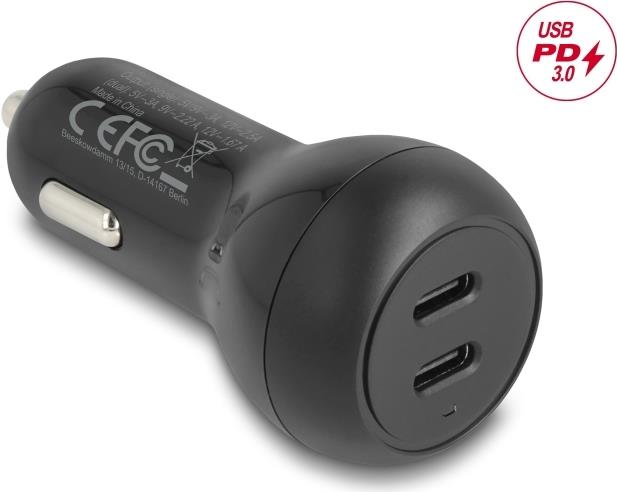 Delock Kfz Ladeadapter 2 x USB Type-C PD 3.0 mit 40 W (64330)