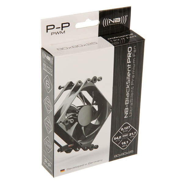 Noiseblocker BlackSilentPRO P-P Gehäuselüfter 80x80x25mm Schwarz