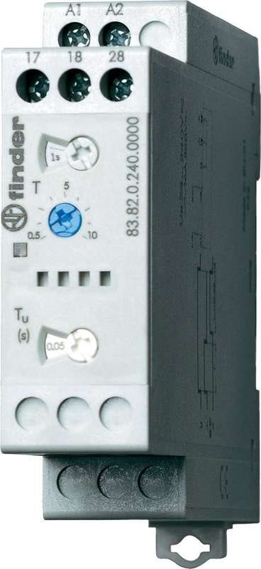 Finder Monofunktionszeitrelais für DIN-Schiene, Serie 83 83.82.0.240.0000 24 - 240 V DC/AC 2 Schließer 16 A 250 V/AC (83.82.0.240.0000)