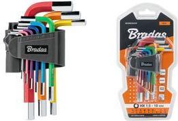 Bradas Innensechskant-Schlüsselsatz, 9-teilig, mehrfarbig aus S2-Stahl, farbige Ausführung für schnelle - 1 Stück (DIY-HKH42-SH/B)