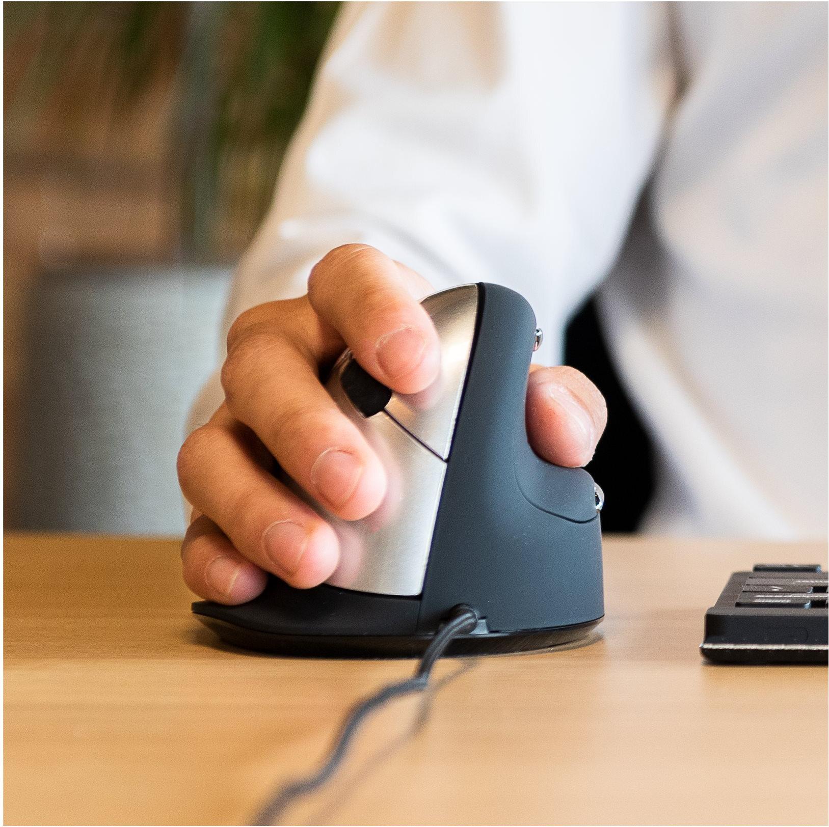 R-Go HE Vertical Mouse Large Right Ergonomische Maus Verkabelt USB Schwarz