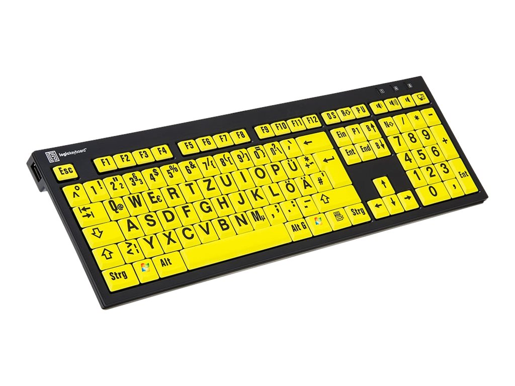 LogicKeyboard XL Print PC Slim Line NERO Tastatur USB QWERTZ Schwarz auf Gelb