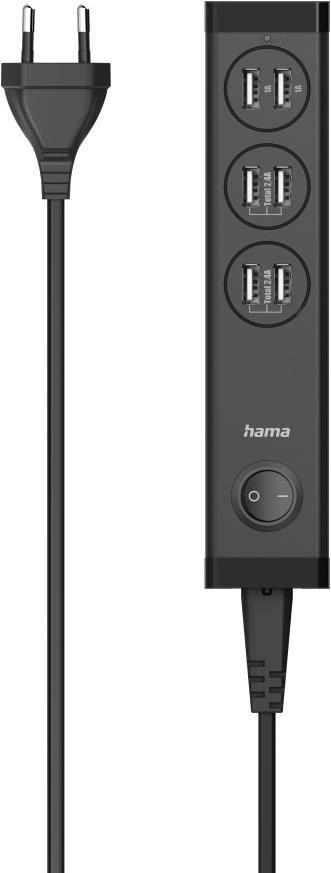 Hama USB-Mehrfach-Ladegerät, 6 Ports USB-A für Tablets und Smartphones, 34W (00223201)