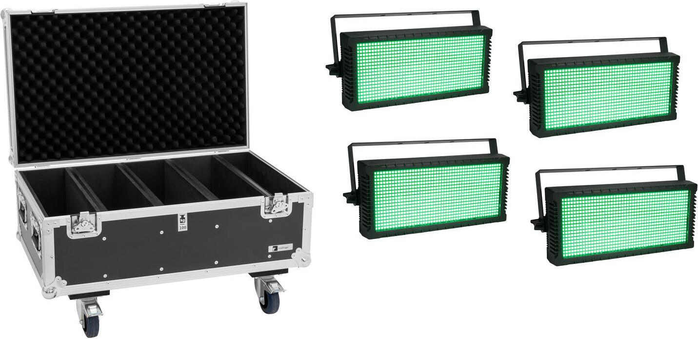 EUROLITE Set 4x LED Strobe SMD PRO 864 DMX RGB + Flightcase