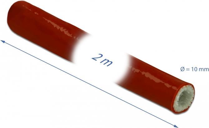 Delock Feuerfester Schutzschlauch silikonbeschichtet 2 m x 10 mm rot (18897)