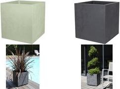 poétic Pflanzgefäß BASALT, doppelwandig, 395 mm, anthrazit Pflanzwürfel aus Kunststoff, in Beton-Optik, für Innen-/ - 1 Stück (013761 G.ANT SX)