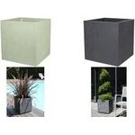 poétic Pflanzgefäß BASALT, doppelwandig, 395 mm, anthrazit Pflanzwürfel aus Kunststoff, in Beton-Optik, für Innen-/ - 1 Stück (013761 G.ANT SX)