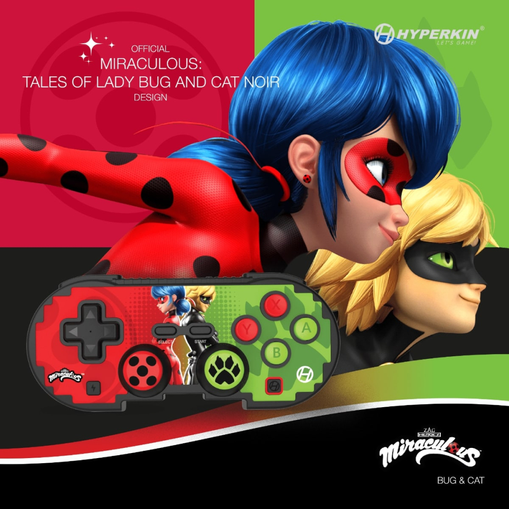 Hyperkin Pixel Art Miraculous Wireless bug&cat Gamepad Grün, Rot