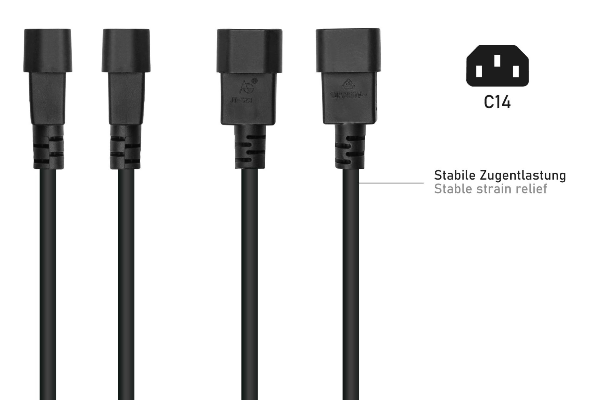 Kabelmeister SK1402-S005 Netzkabel Schwarz 0,5 m IEC C14 Netzstecker Typ F