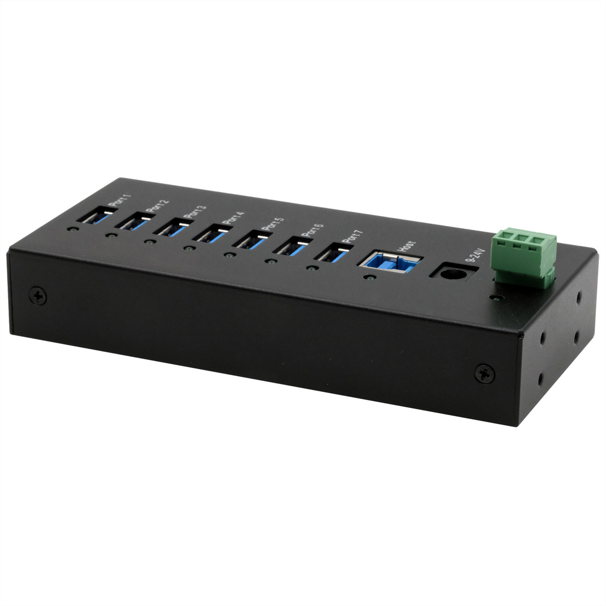Exsys EX-11247HMS 7-Port USB 3.2 Gen 1 Metall HUB Schwarz