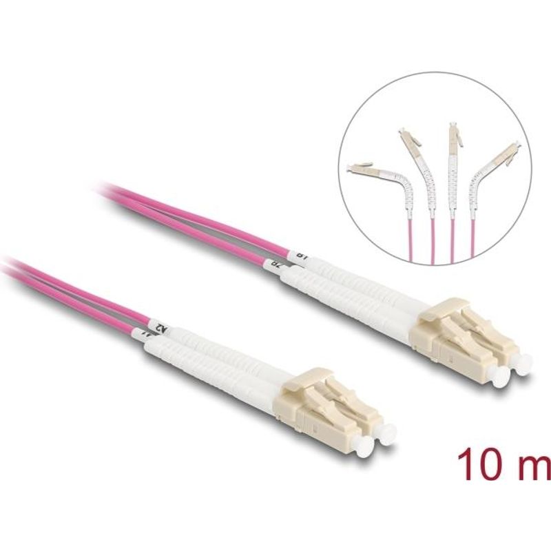 Delock 88091 LWL Kabel LC Duplex Multimode OM4 winkelbar 10 m