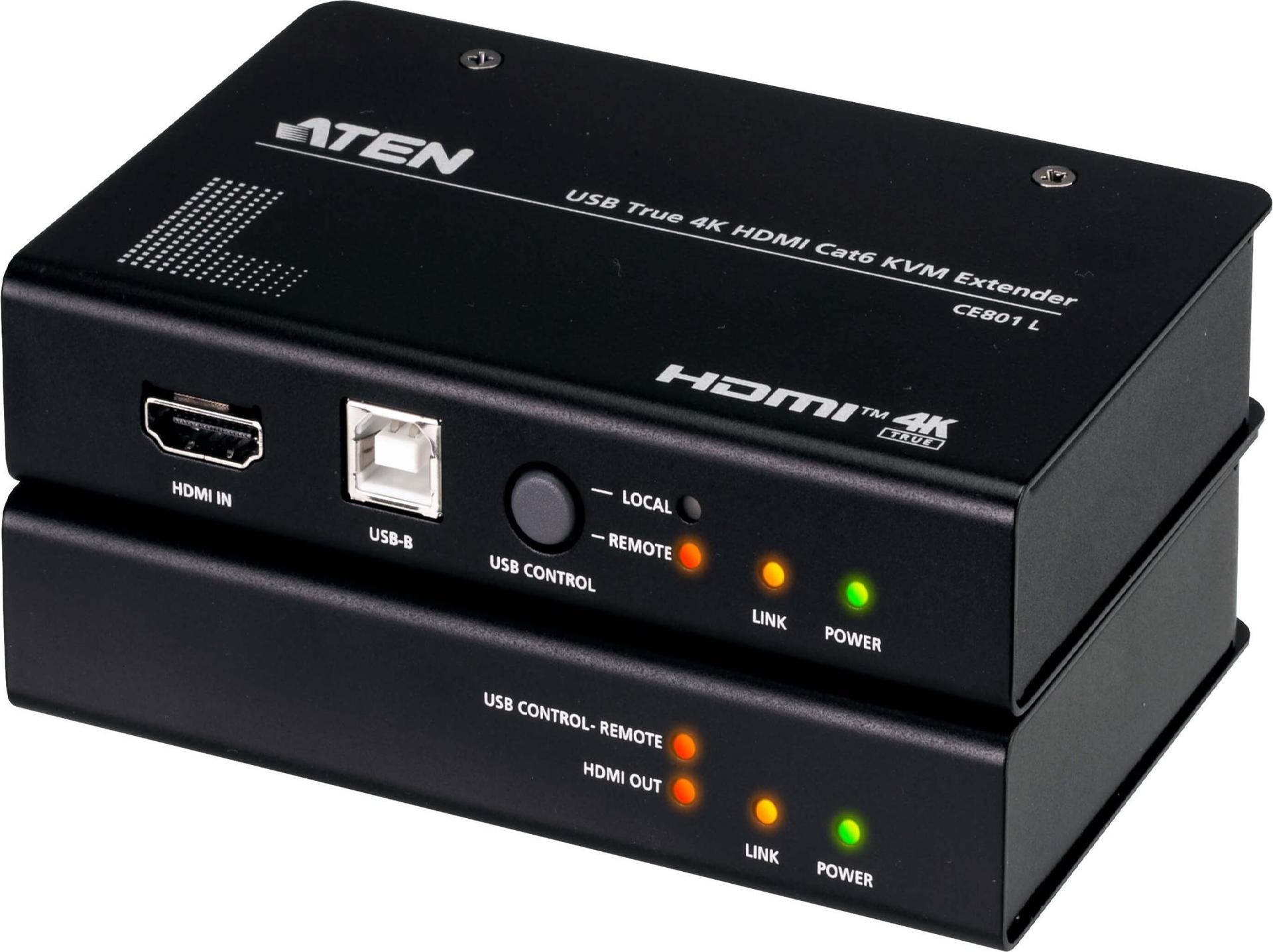 ATEN CE801 KVM-Extender Cat.6 HDMI USB 4K 3840 x 2160 bis 70 m Schwarz