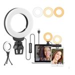 Ringleuchte "Welcome" mit Federclip zum befestigen am Tisch, Monitor oder Laptop etc.3 dimmbare Licht ModiRing mit 6.3", 360° justierbarMaterial: Aluminium/Alloy (K006971)