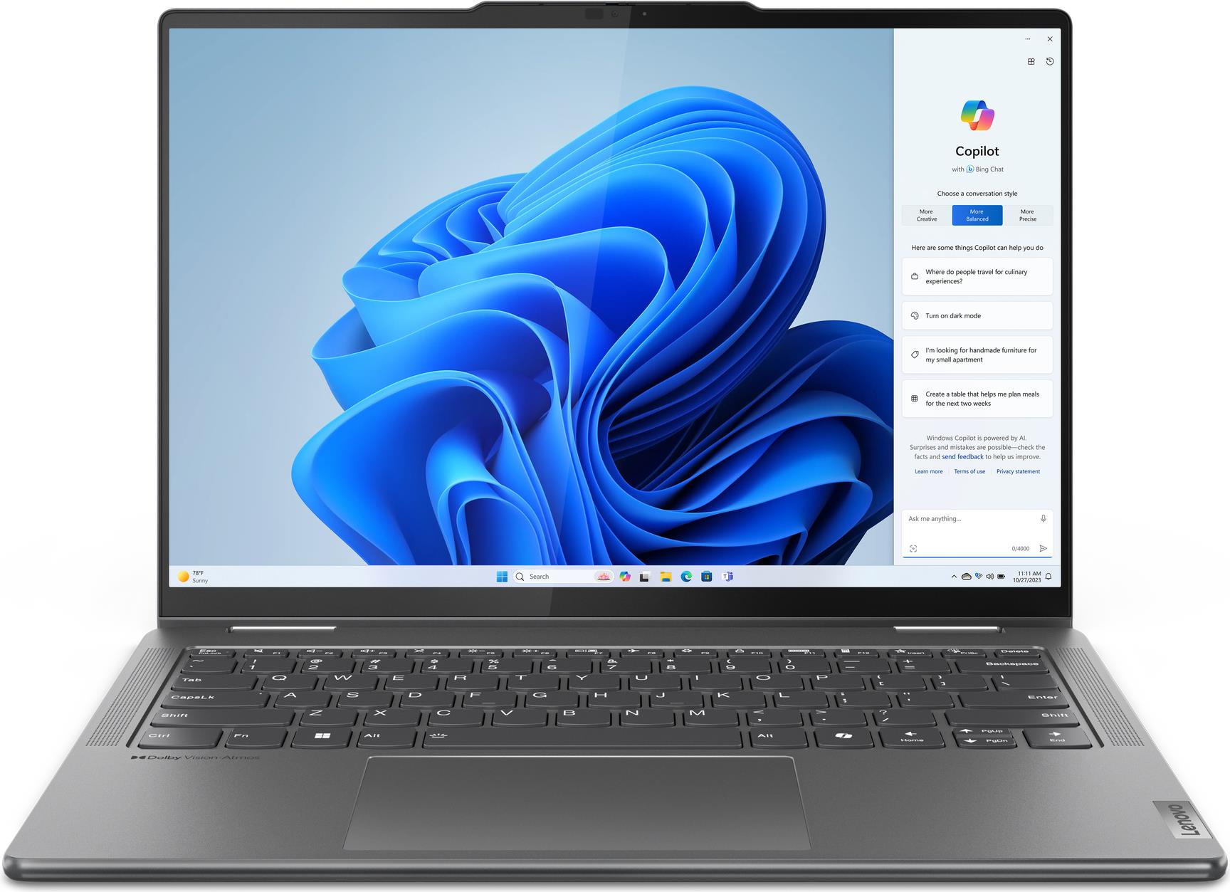 Lenovo Yoga 7 2-in-1 14IML9 Intel Core Ultra 5 125H 35,6 cm (14") Touchscreen 2.8K 16 GB LPDDR5x-SDRAM 512 GB SSD Wi-Fi 6E (802.11ax) Windows 11 Home Grau (83DJ0026GE)