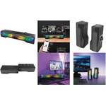 LogiLink Mobile Soundbar mit Partylicht, schwarz kabelloses 2-in-1 Gaming-Sound-System, berührungsgesteuerte - 1 Stück (SP0059)