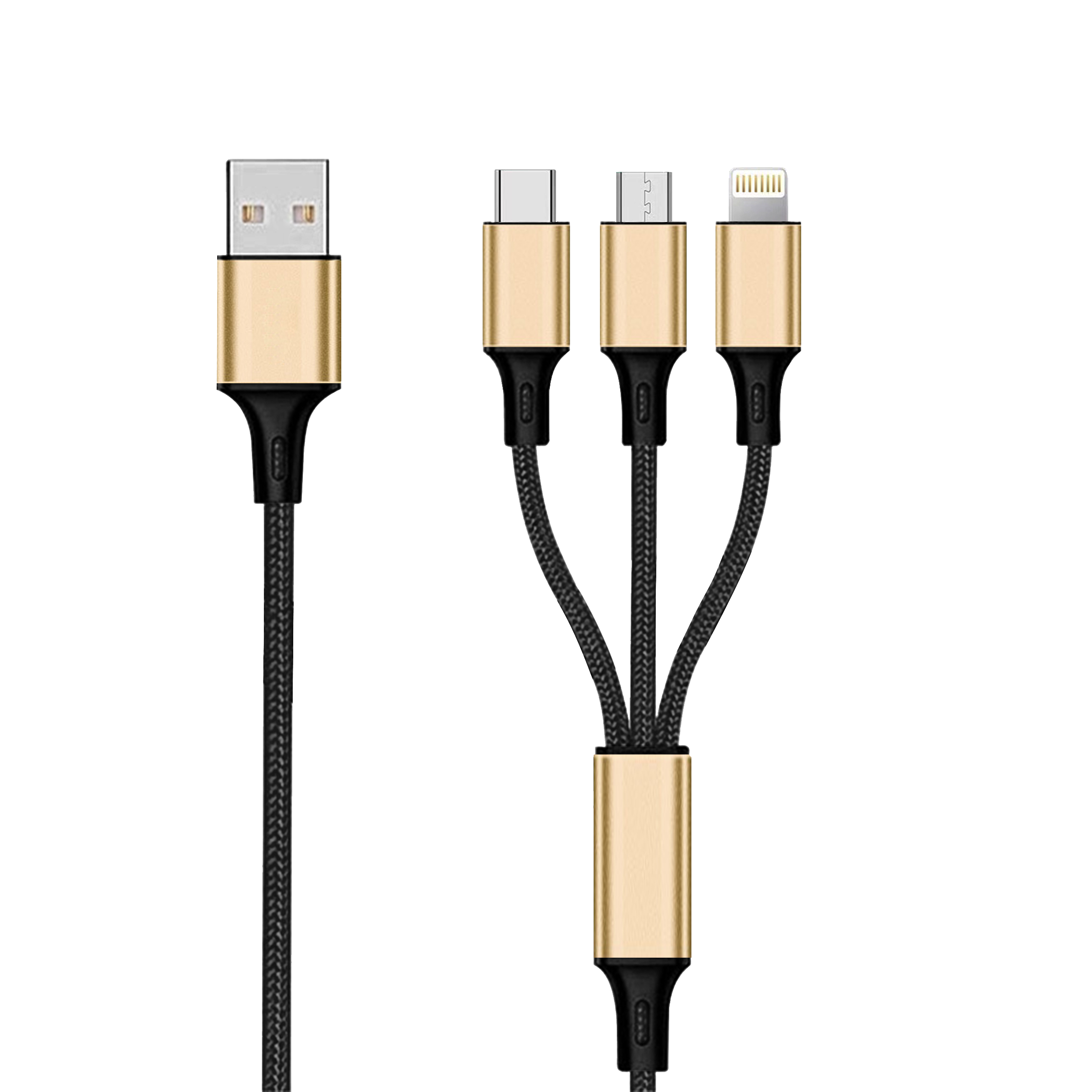 2GO 797152 USB-Kabel 3 m USB B auf USB C/Micro-USB B/Lightning Schwarz - Gold
