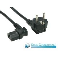 Wentronic Goobay Kaltgeräte Anschlusskabel beidseitig abgewinkelt, 2 m, Schwarz - Typ F (Typ F, CEE 7/7) > Gerätebuchse C13 (Kaltgeräteanschluss) (50080)
