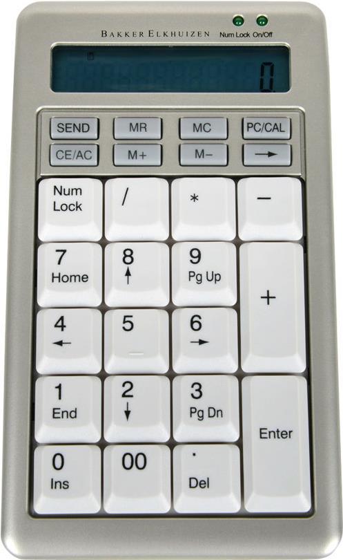 Bakker Elkhuizen S-board 840 Numeric Externer Ziffernblock USB mit Taschenrechnerfunktion Hellgrau/Weiß