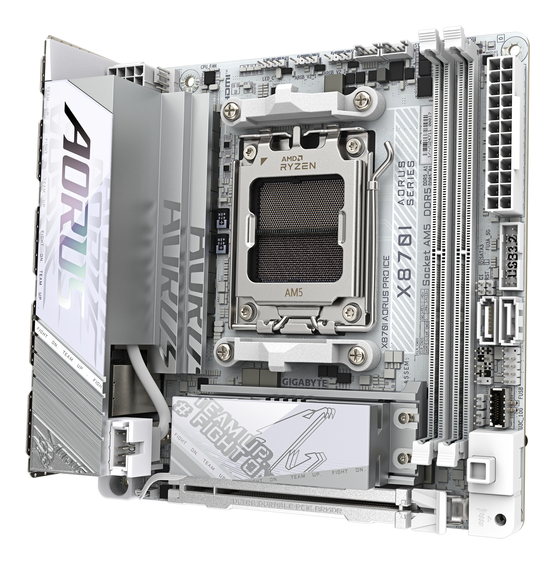 Gigabyte AORUS X870I AORUS PRO ICE Mainboard Mini-ITX Sockel AM5 AMD X870 Weiß