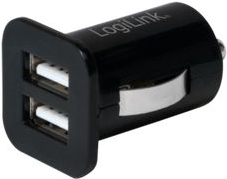 LogiLink USB-KFZ-Ladegerät mit Antirutschmatte Stecker für den Zigarettenanzünder, 2 x USB-A Kupplung, - 1 Stück (PA0121)