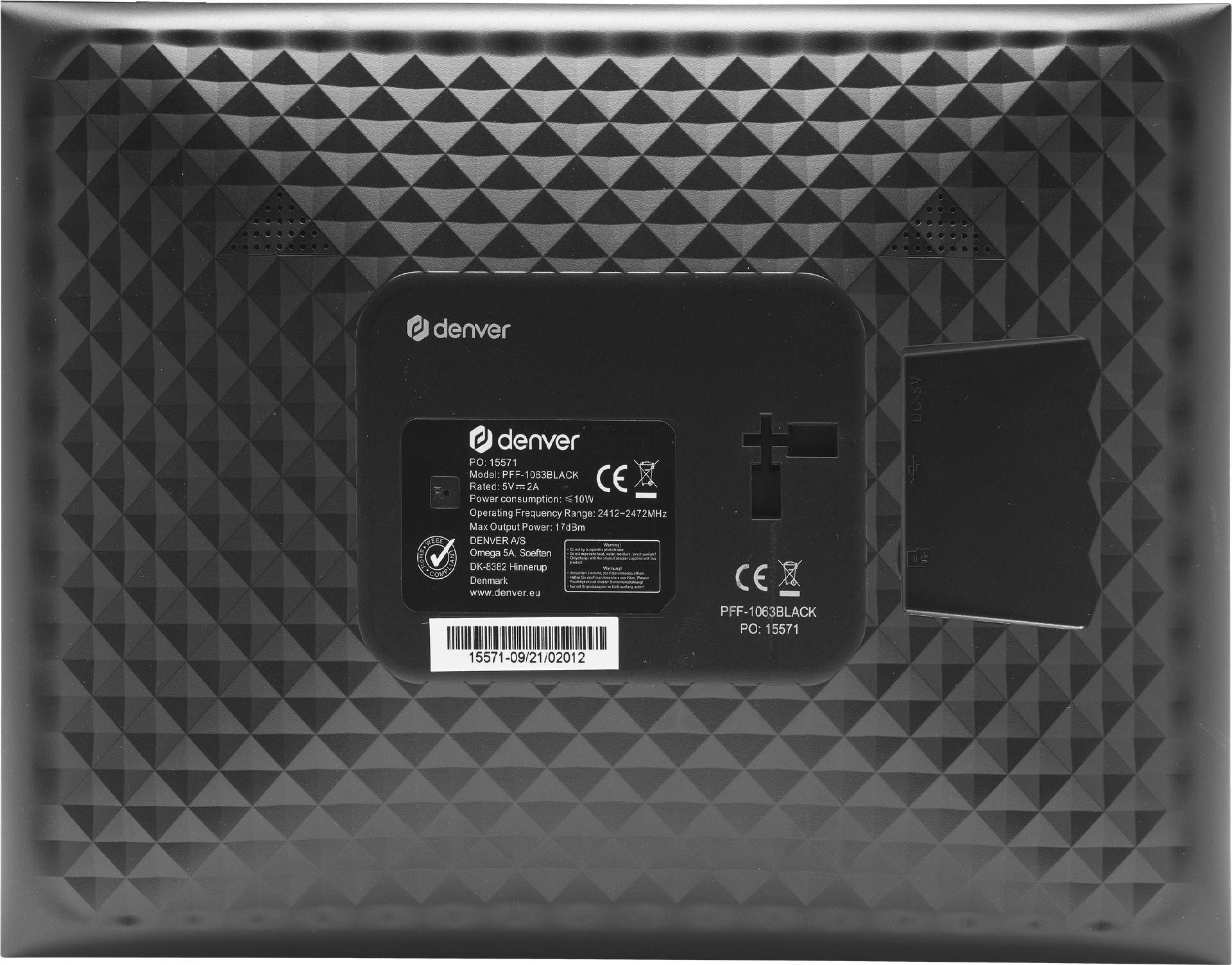 Denver FRAMEO PFF-1063BLACK Digitaler Bilderrahmen 10.1" Touchscreen WLAN 16 GB Schwarz