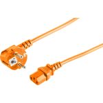 S/CONN maximum connectivity Netzanschlusskabel, Schutzkontaktstecker 90° auf Kaltgerätebuchse, 230 V für Kaltgeräte, CEE7/7-C13, VDE, orange, 1,8m (09-05187)
