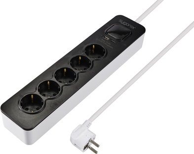 Sygonix SY-6118234 Steckdosenleiste mit Schalter 5fach Schwarz, Weiß Schutzkontakt 1 St. (SY-6118234)