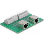 Delock RJ45 2 x Buchse zu 2 x Terminalblock mit Drucktaster für Hutschiene (66994)