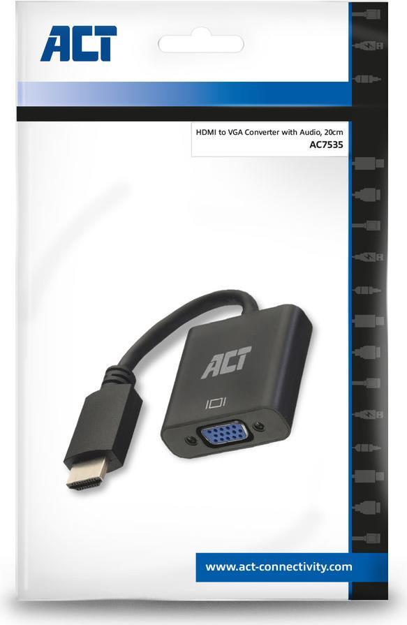 ADVANCED CABLE TECHNOLOGY ACT AC7535 Videokabel-Adapter 0,23 m HDMI Typ A (Standard) VGA (D-Sub) Sch